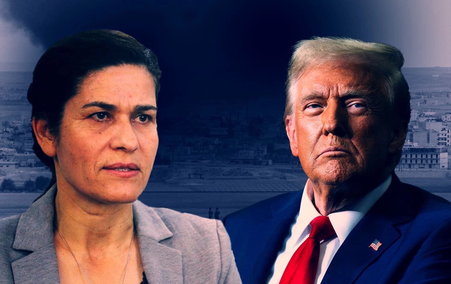 Îlham Ehmed û Trump / Wêne: Rûdaw Grafîk