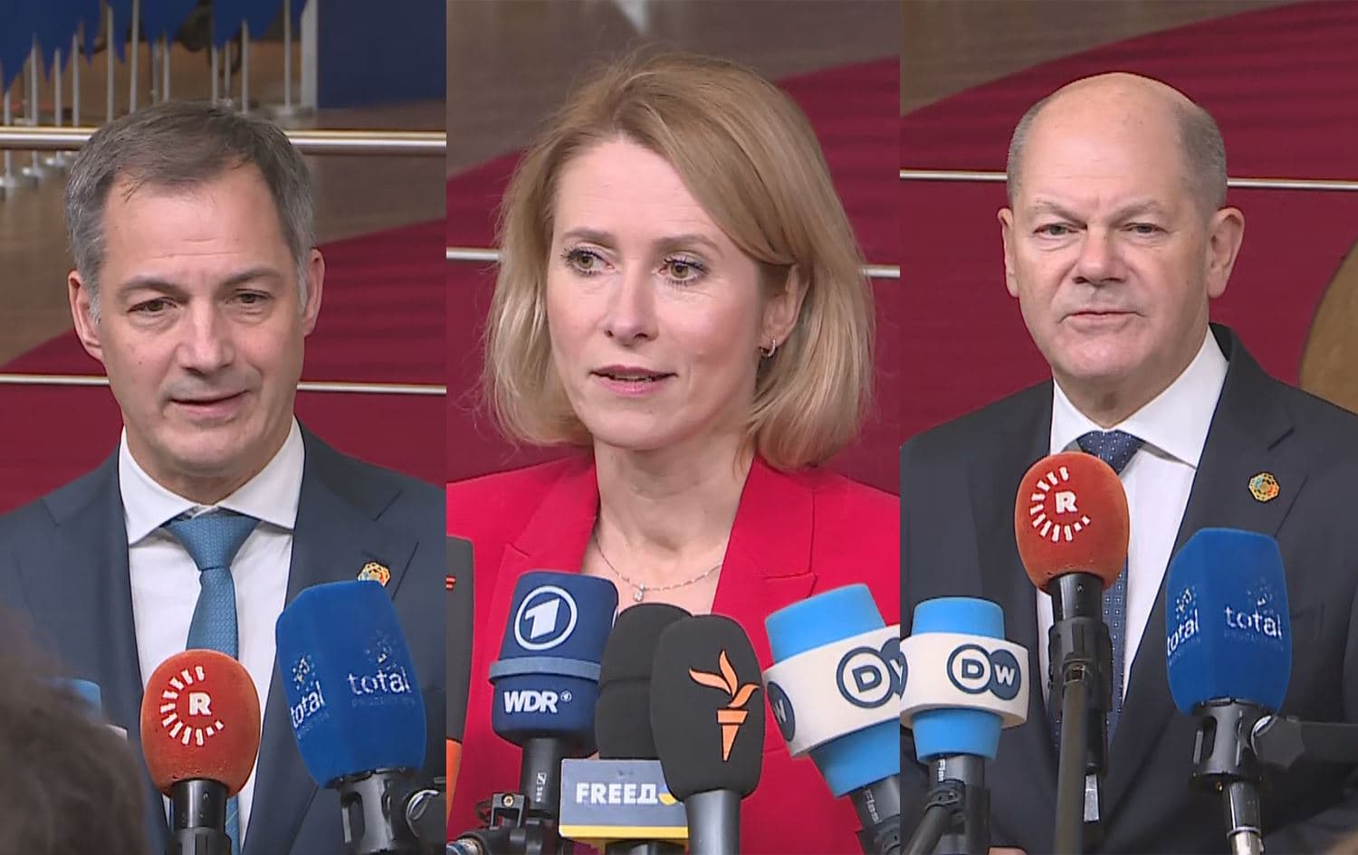 Alexander De Croo, Kaja Kallas û Olaf Scholz (ji çepê ve) Wêne: Rûdaw