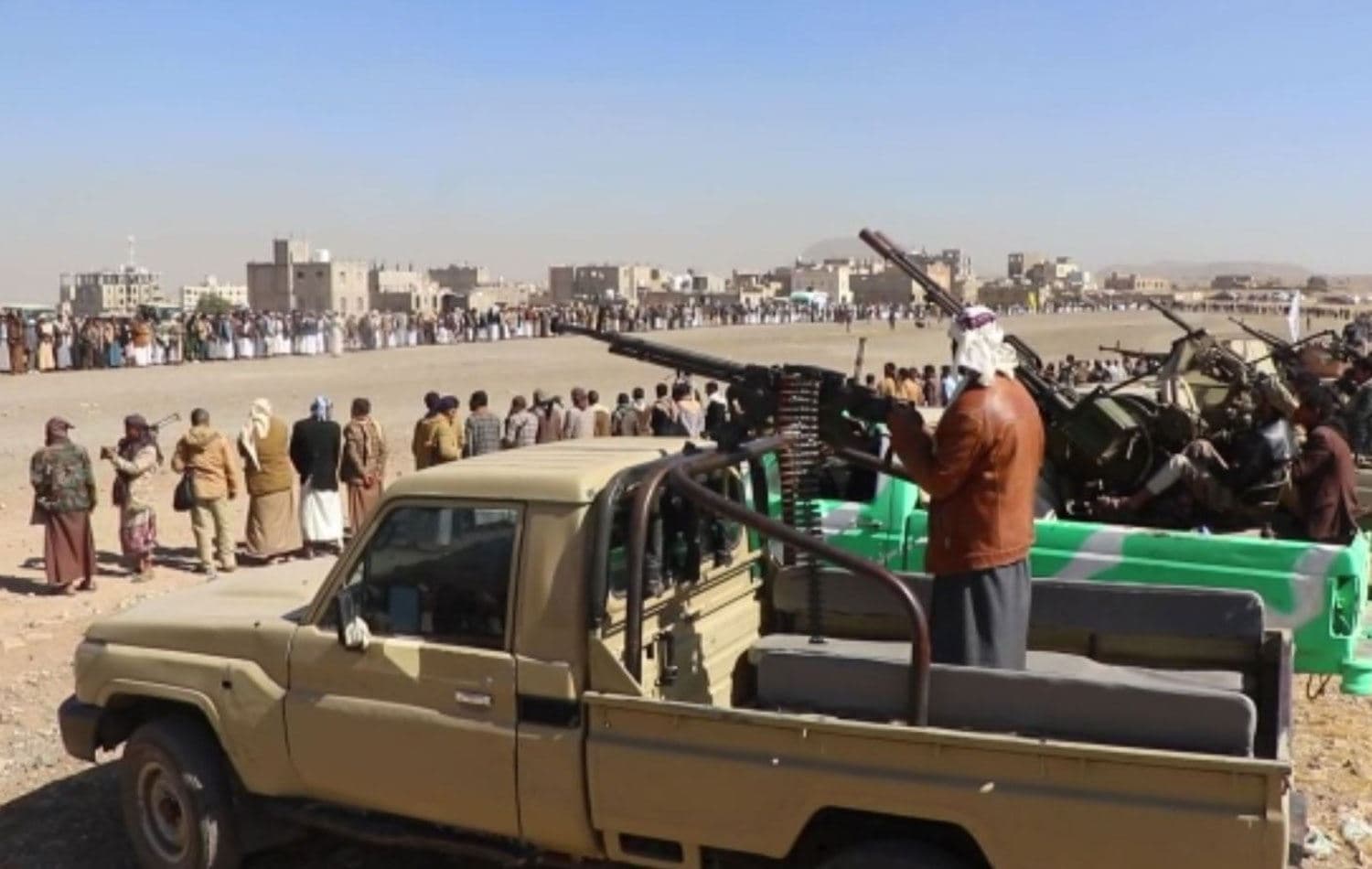 Yemen'deki aşiretler önceki gün, İsrail ve ABD'nin düzenlediği hava saldırılarını protesto etti. / Video alıntısı / AA