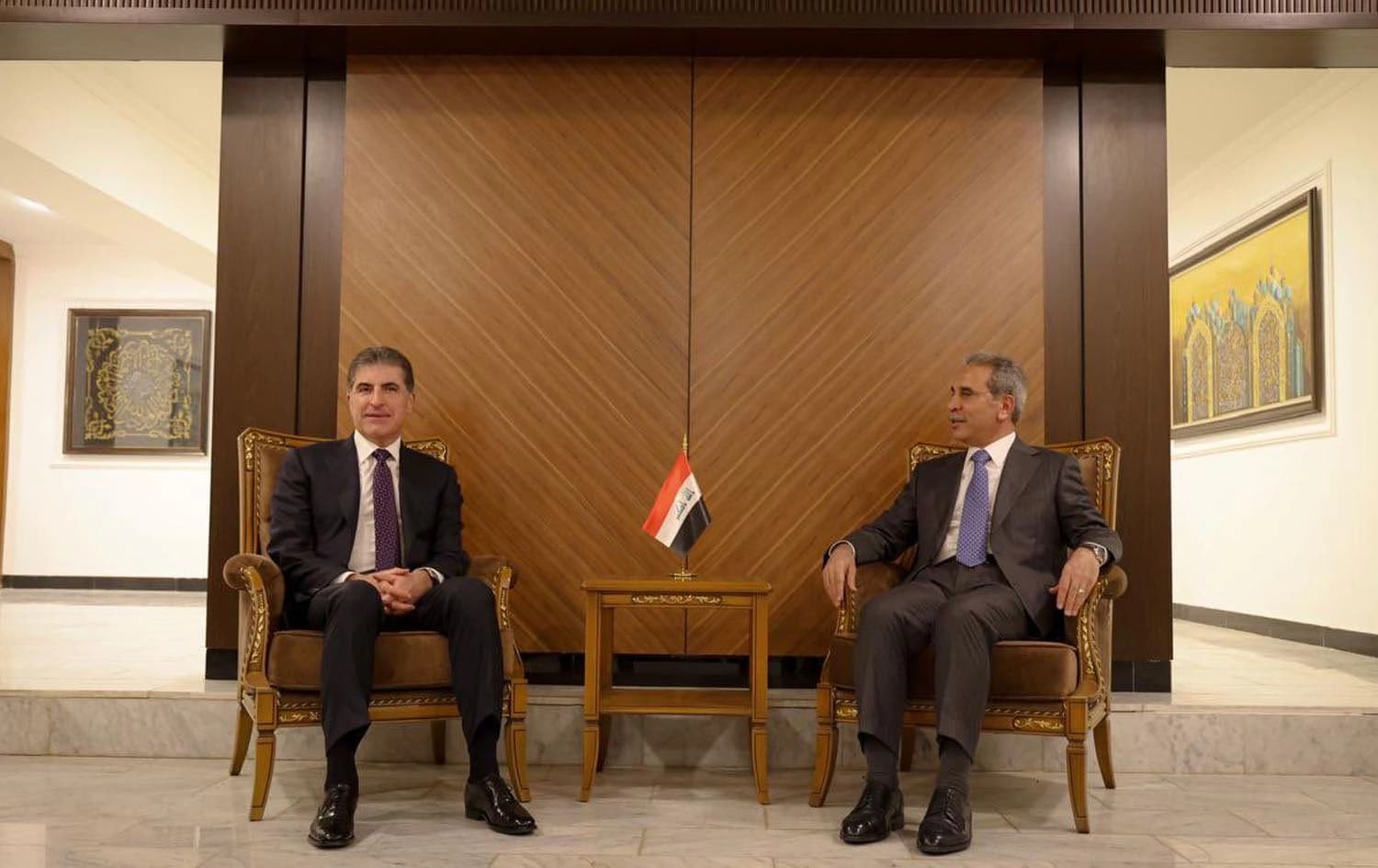 Kurdistan Region President Nechirvan Barzani (left) and president of Iraq's Supreme Judicial Council Faiq Zidan (right) meeting in Baghdad on January 13, 2025. Photo: Kurdistan Region Presidency