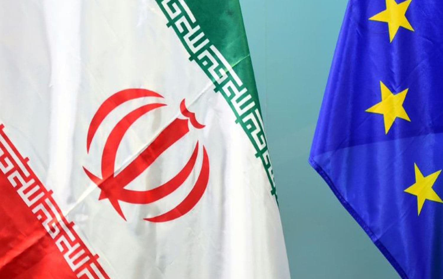 From left: Flags of Iran and the European Union. File photo: AFP