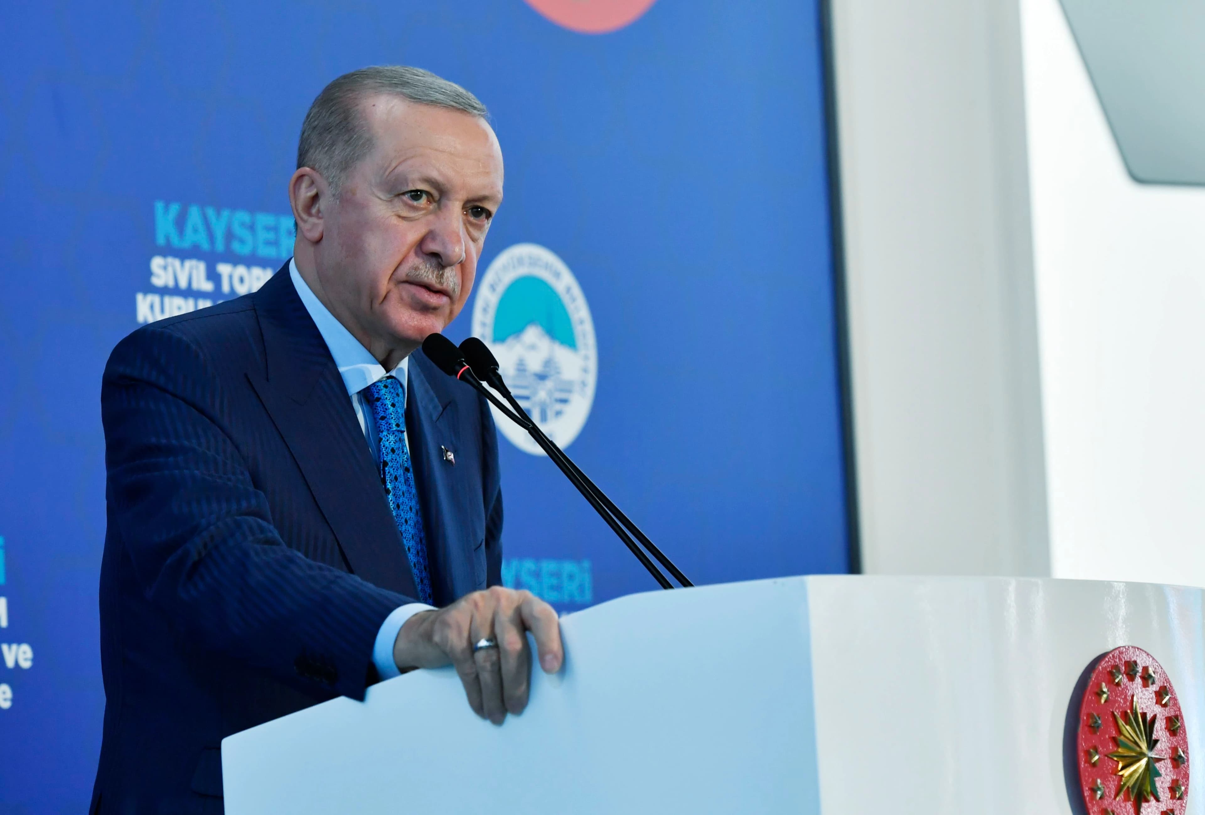 Turkish President Recep Tayyip Erdogan making a speech at an event in Kayseri, Turkey on January 17, 2025. Photo: Turkish presidency