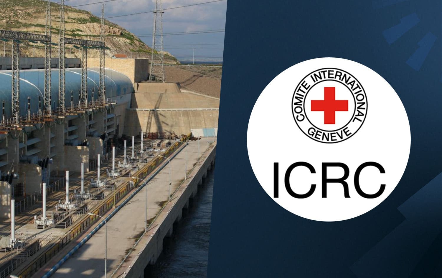 From left: Tishreen Dam and ICRC logo. Graphic: Rudaw