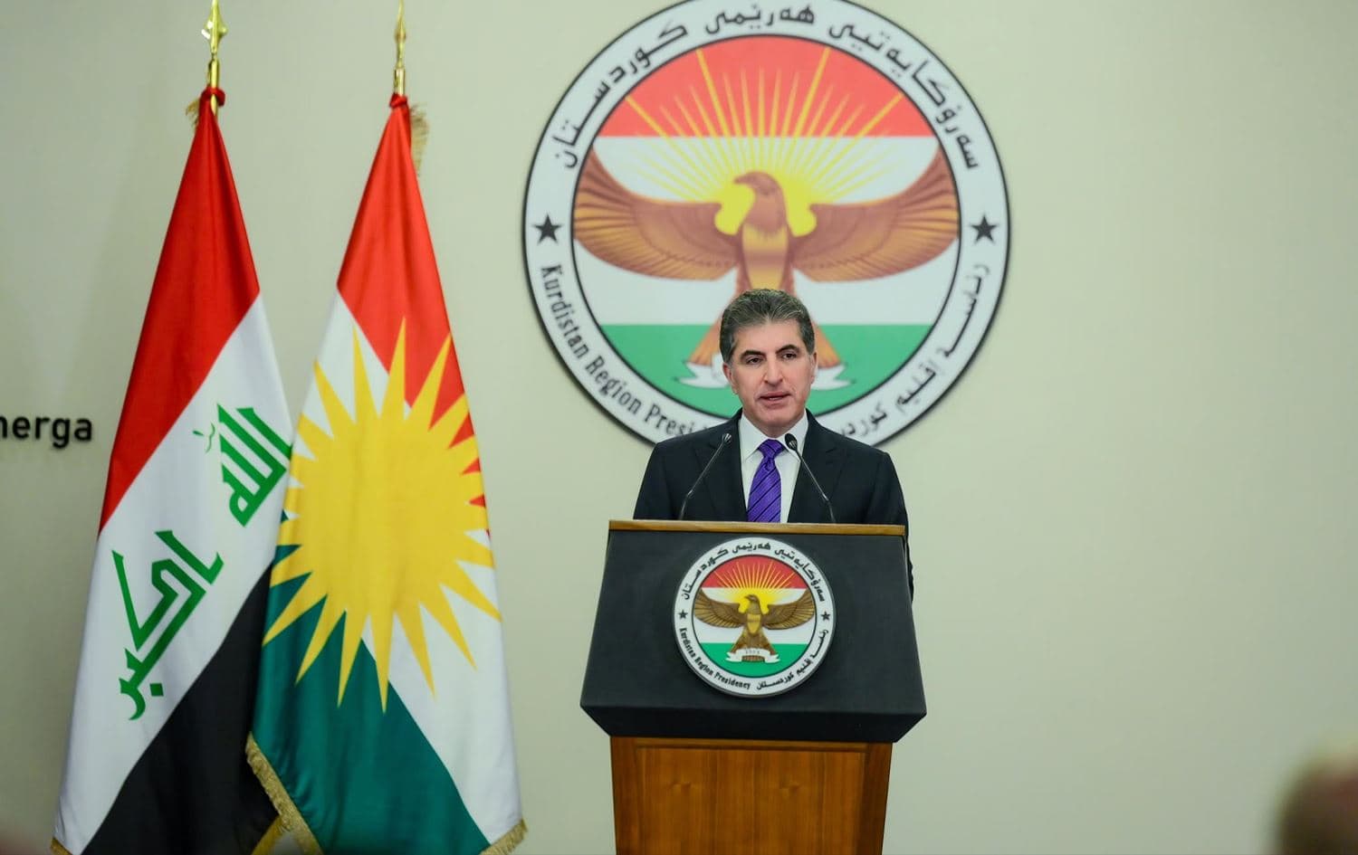 Kurdistan Region President Nechirvan Barzani giving a speech at a ceremony in Erbil on February 4, 2025. Photo: Bilind T. Abdullah/Rudaw