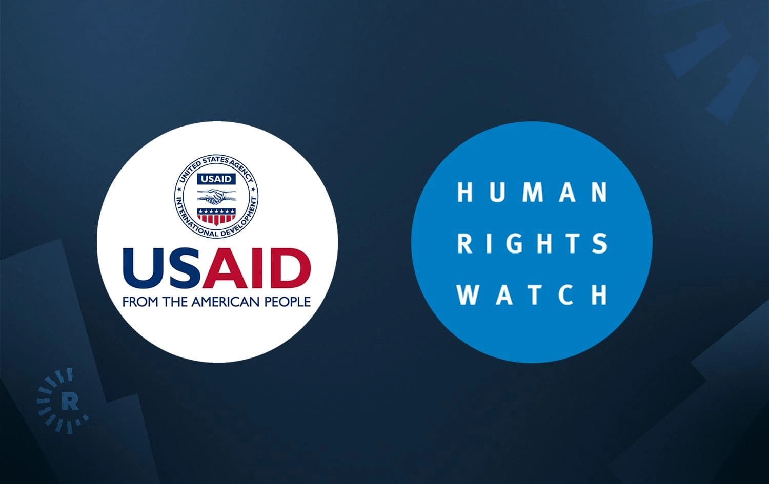 From left: USAID and HRW logos. Graphic: Rudaw