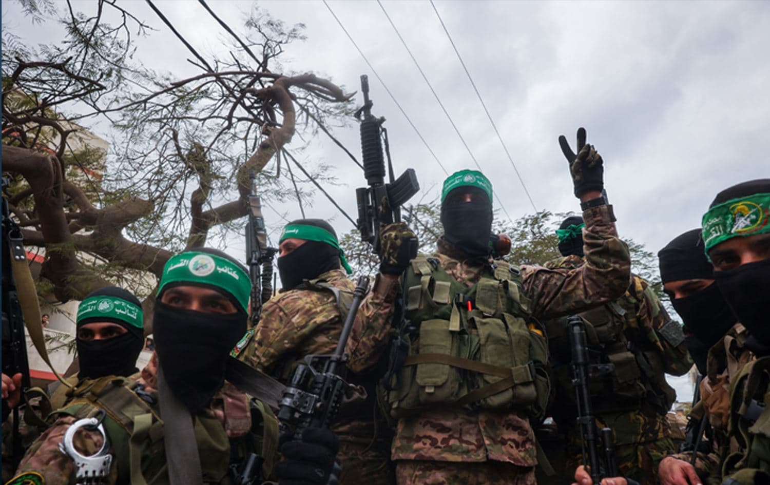 ژمارەیەک چەکداری بزووتنەوەی حەماس. وێنە: AFP