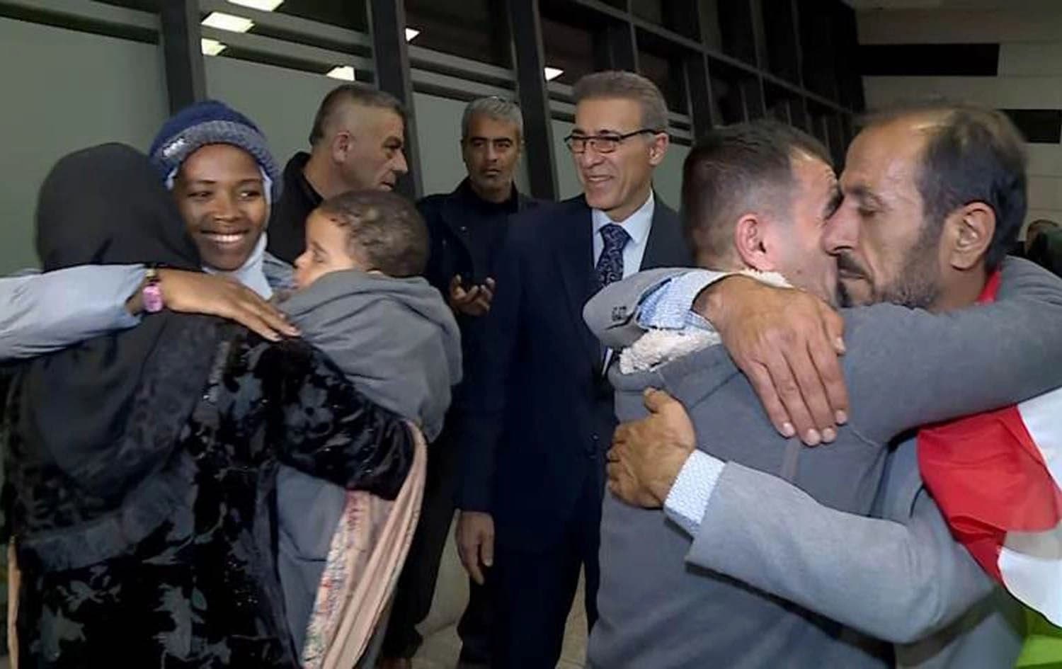 Saifulla Hussein reunites with his family at Sulaimani International Airport on February 19, 2025. Photo: Rudaw