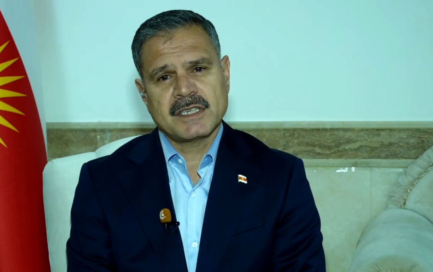 Haidar Shasho, commander of the Ezidkhan Protection Units, speaking to Rudaw on March 1, 2025. Photo: screengran/Rudaw