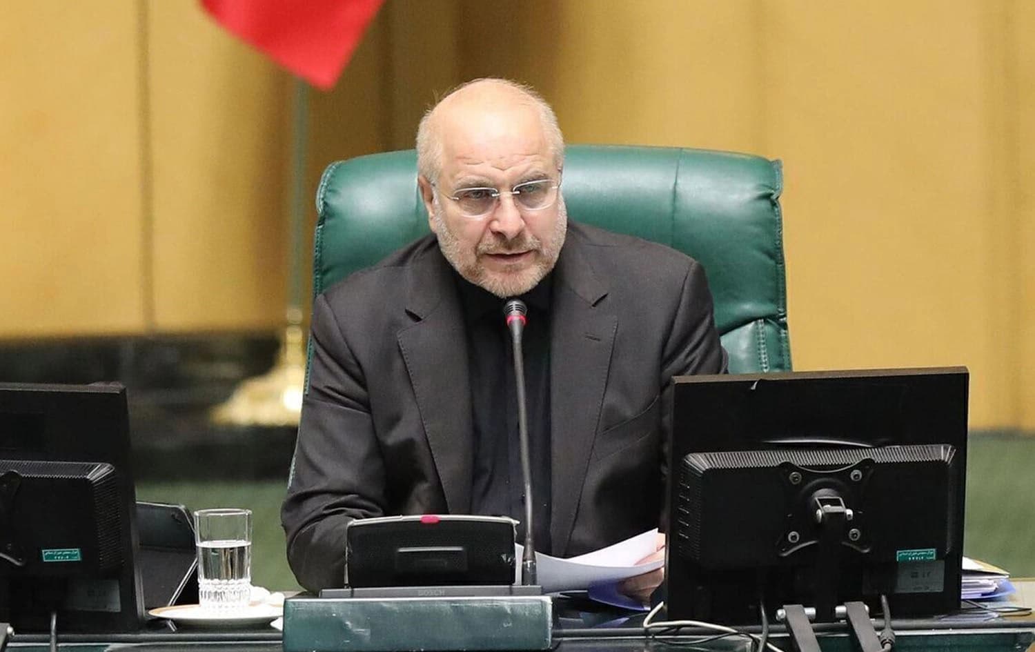 Iranian Parliament Speaker Mohammed Bagher Ghalibaf in parliament on March 9, 2025. Photo: IRNA