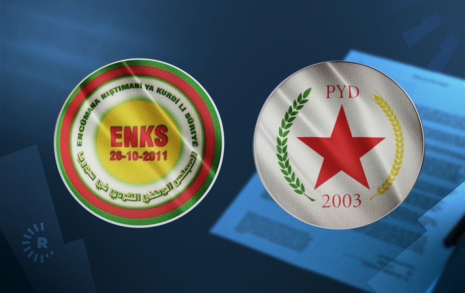 From left: ENKS and PYD logos. Graphic: Rudaw
