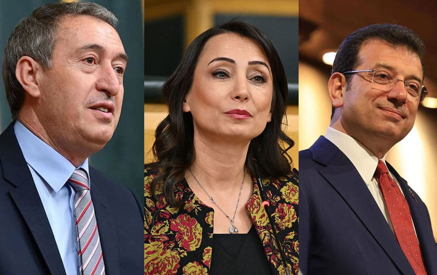 Tuncer Bakirhan, Tulay Hatîmogullari û Ekrem Îmamoglu / Wêne: Rûdaw Grafîk