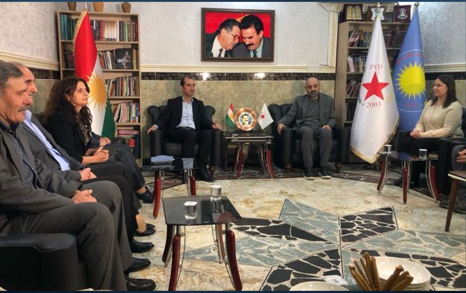Şandeya DEM Partî û DBPyê bi PYDyê re civiya / Wêne: ANHA