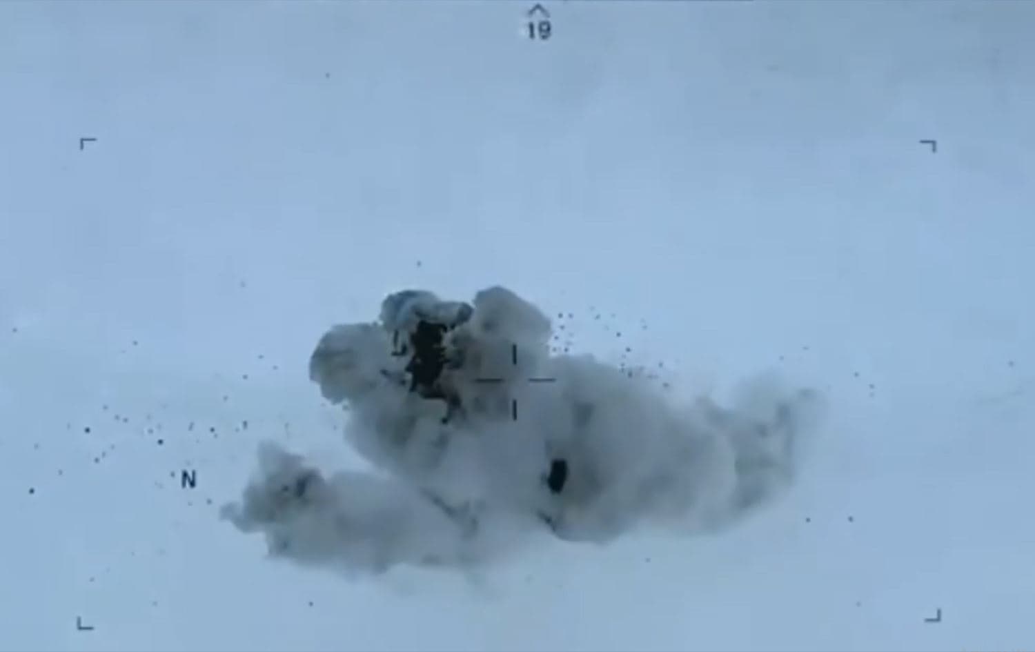 A screengrab from aerial footage published by Iraq's Security Media Cell showing the Iraqi air force striking a suspected ISIS position in the western Anbar province on March 28, 2025. Photo: Security Media Cell