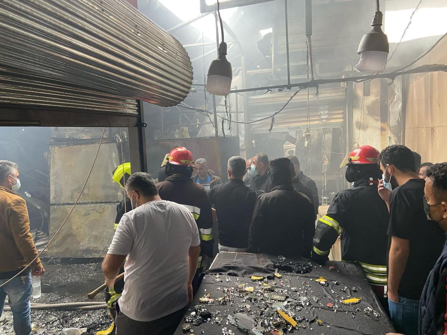 پارێزگاری سلێمانی و تیمەکانی ئاگرکوژێنەوە لە کاتی کۆنترۆڵکردنی بازاڕەکە