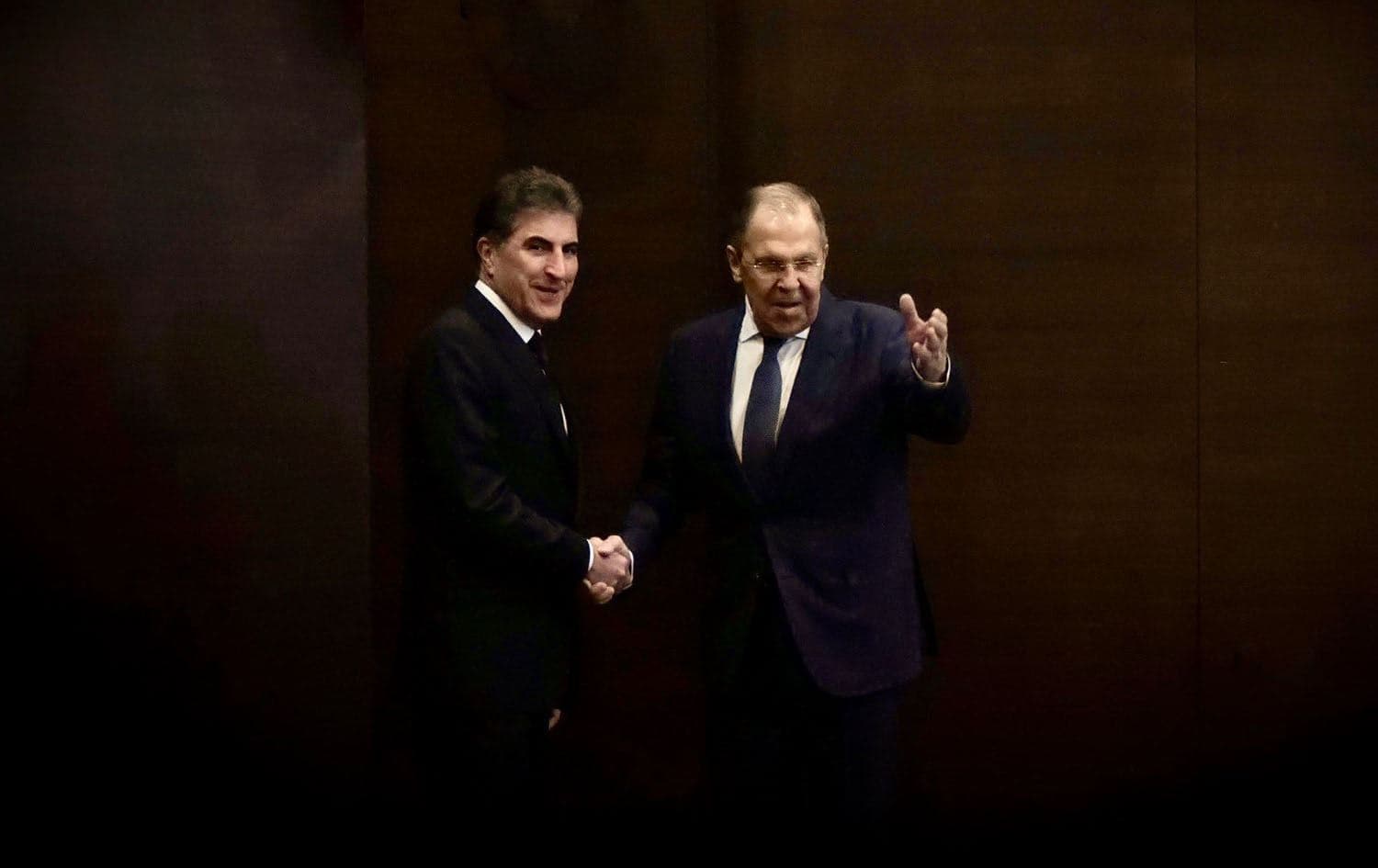 Kurdistan Region President Nechirvan Barzani (left) and Russian Foreign Minister Sergey Lavrov (right) in Antalya on April 12, 2025. Photo: Kurdistan Region Presidency