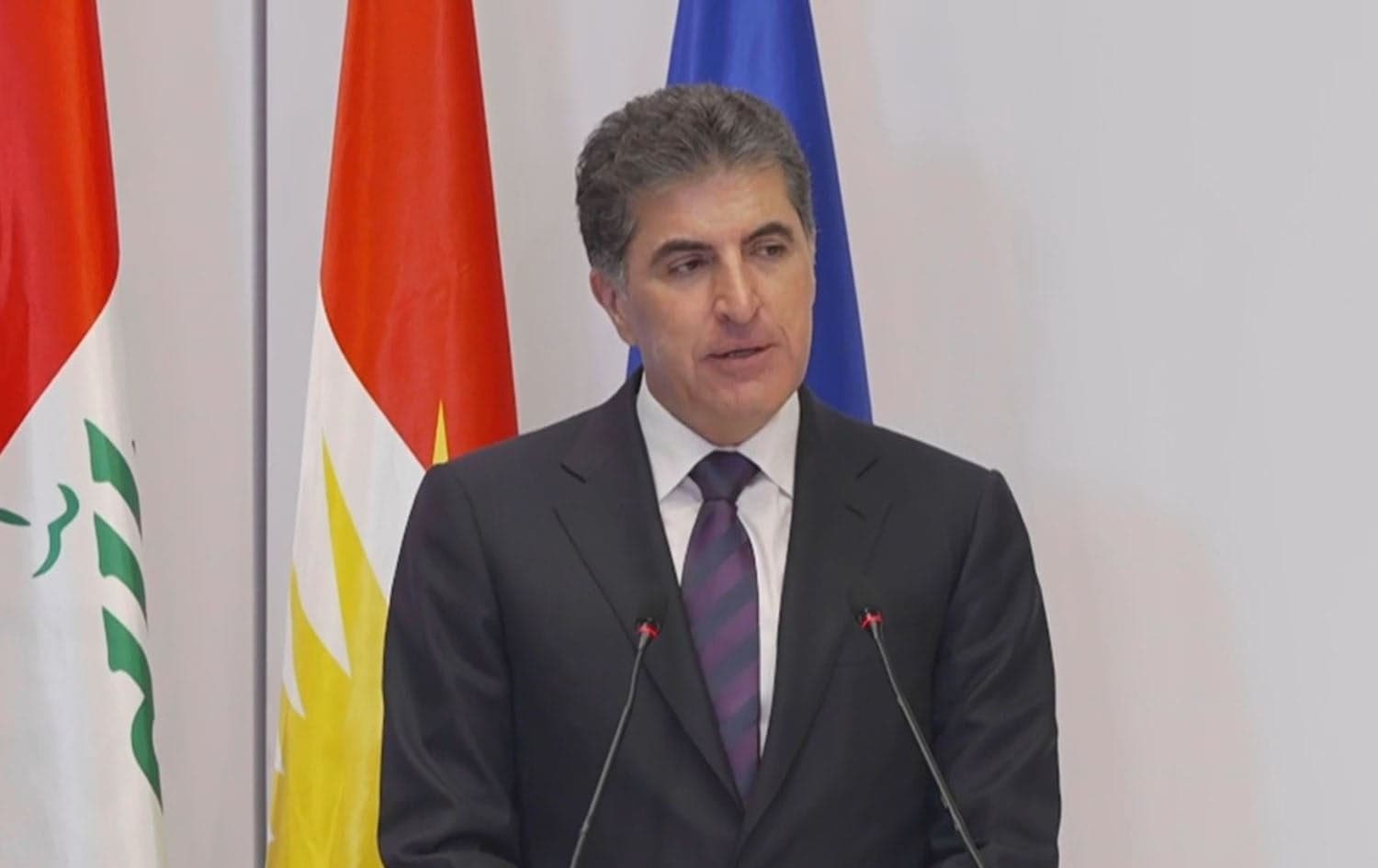 Kurdistan Region President Nechirvan Barzani speaks during the Sulaimani Forum on April 16, 2025. Photo: Rudaw