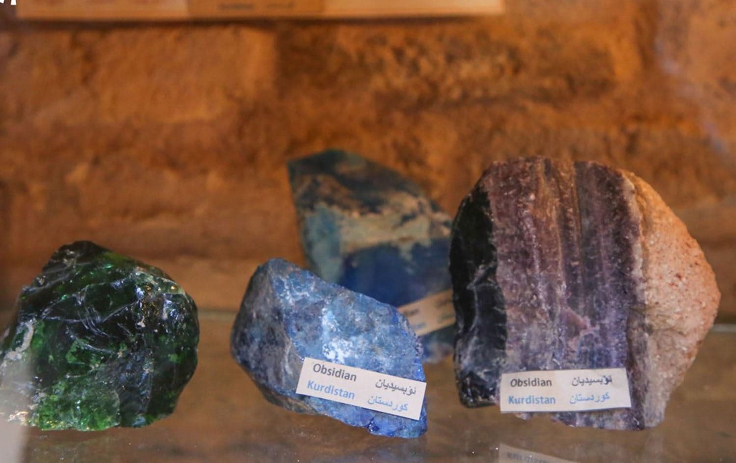 Obsidian on display at the Museum in Erbil citadel on September 1, 2019. Photo: Mohammed Shwani/Rudaw