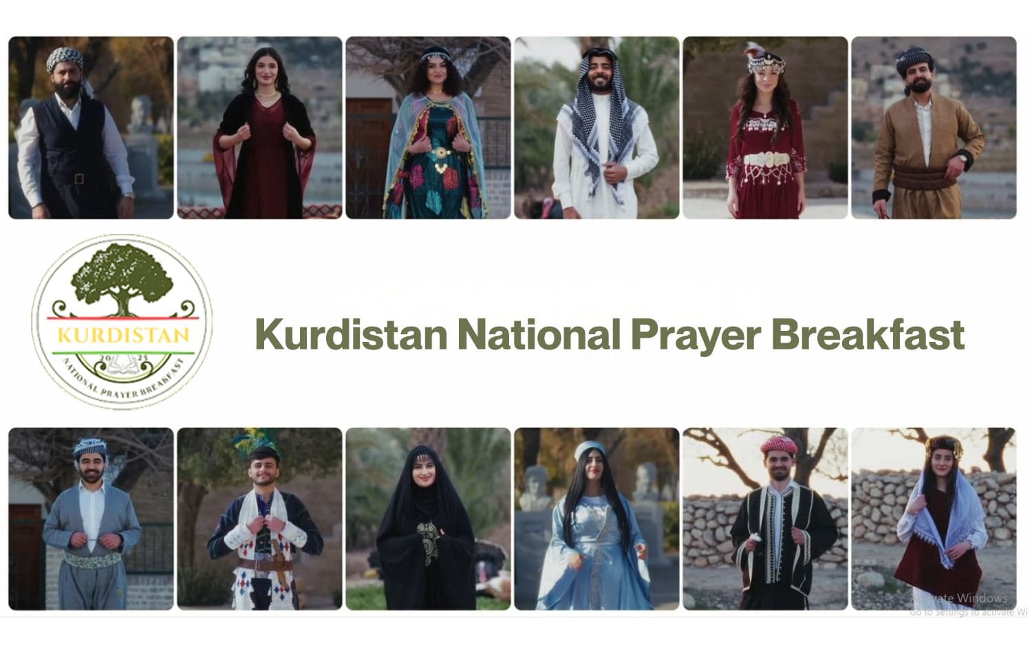 Graphic depicting the Kurdistan National Prayer Breakfast logo and portraits of individuals representing various religions and ethnicities as published by KRG in a video on April 21, 2025. Credit: Rudaw