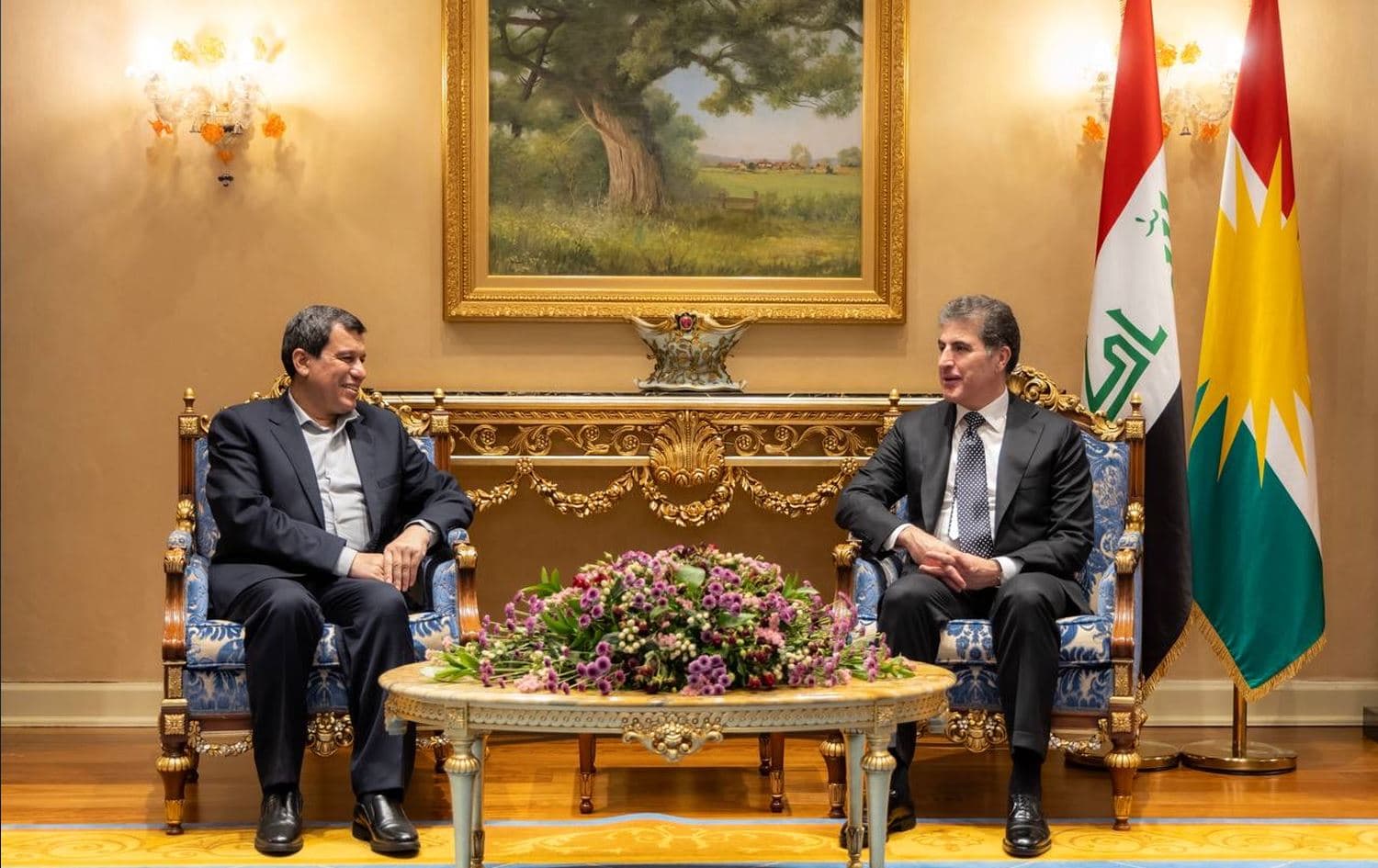 کۆبوونەوەی نێچیرڤان بارزانی و مەزڵووم عەبدی لە هەولێر لە 23-04-2025.