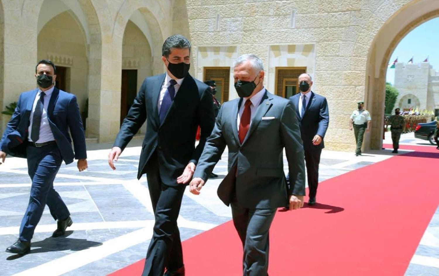 Kurdistan Region President Nechirvan Barzani (left) with Jordan’s King Abdullah II (right) in Amman on June 23, 2021. Photo: Kurdistan Region Presidency
