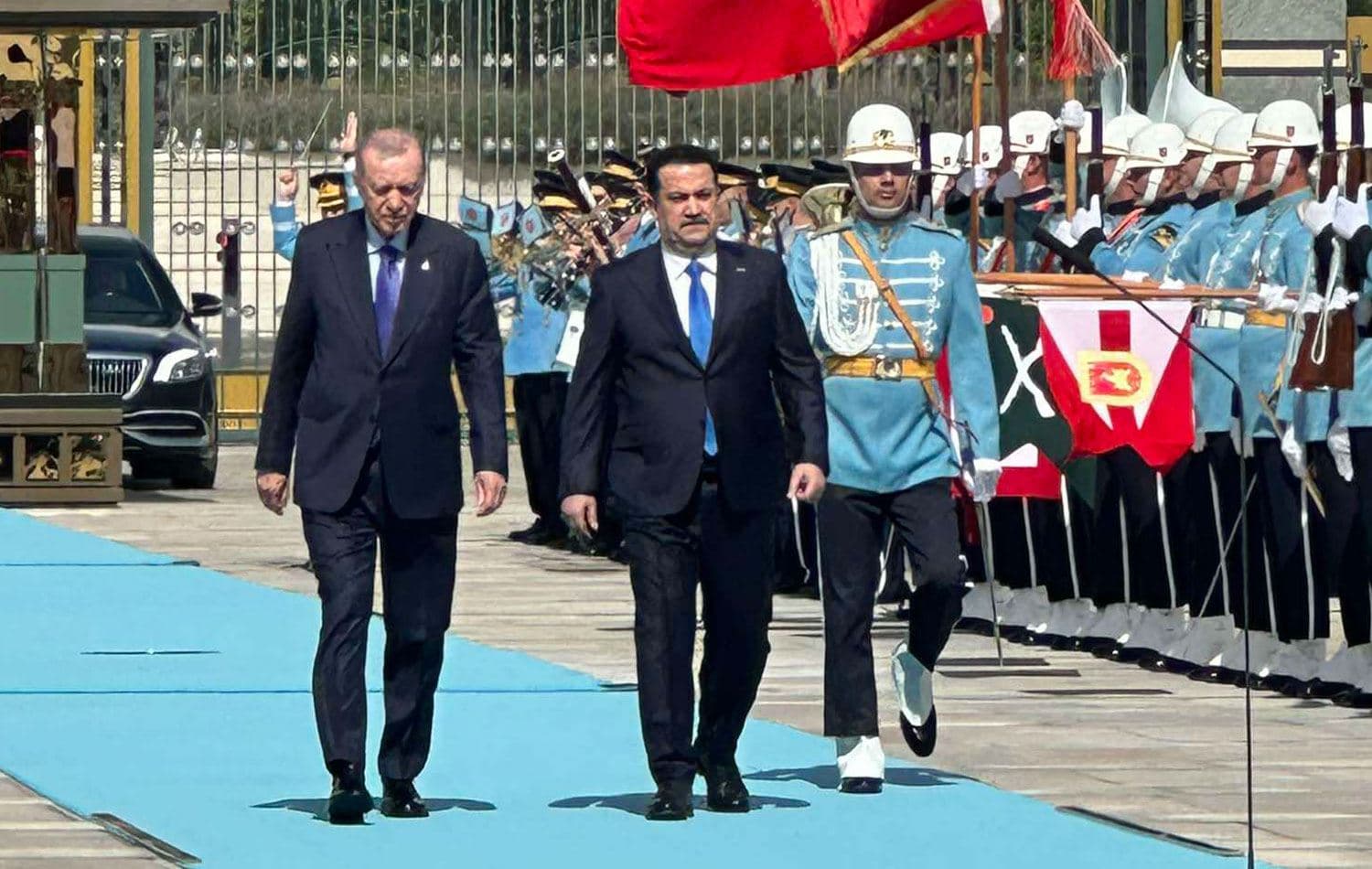 Başbakan Sudani, Türkiye Cumhurbaşkanı Erdoğan tarafından Cumhurbaşkanlığı Külliyesi’nde resmi törenle karşılandı. / Foto: Rawin Sterk / Rûdaw