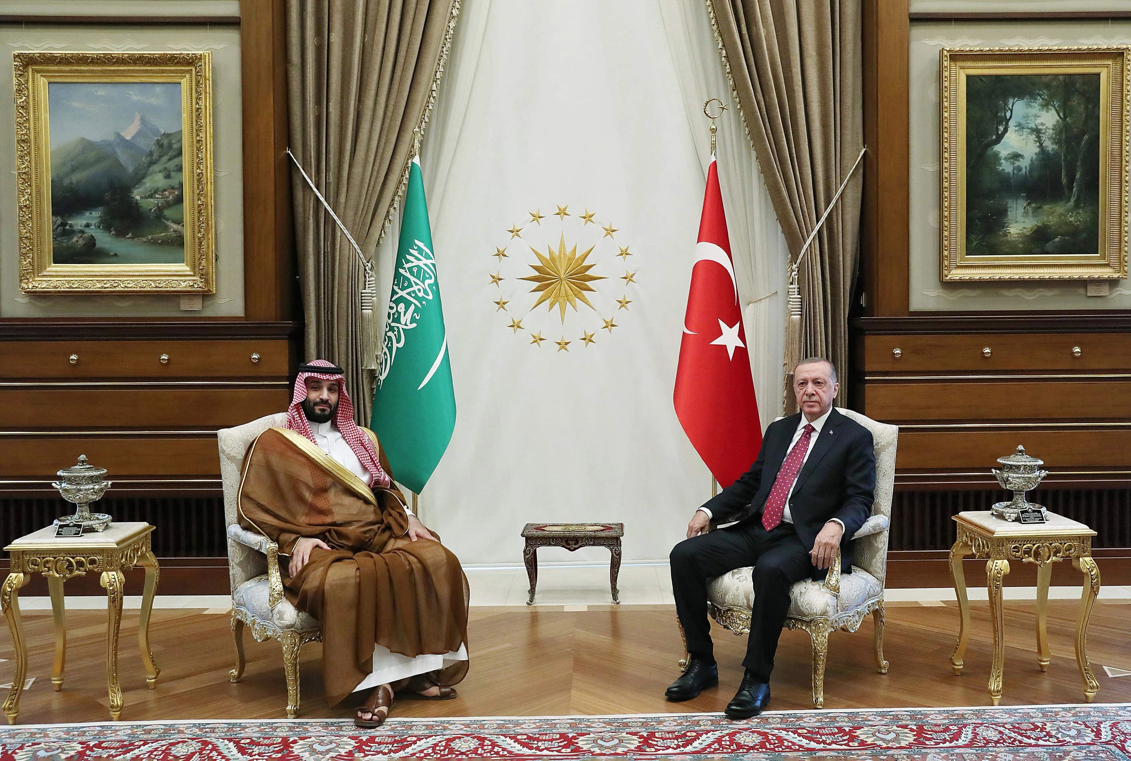 رەجەب تەیب ئەردۆغان، سەرۆککۆماری تورکیا و محەممەد بن سەلمان، شازادەی جێنشینی سعودیە. وێنە: ئەرشیڤ