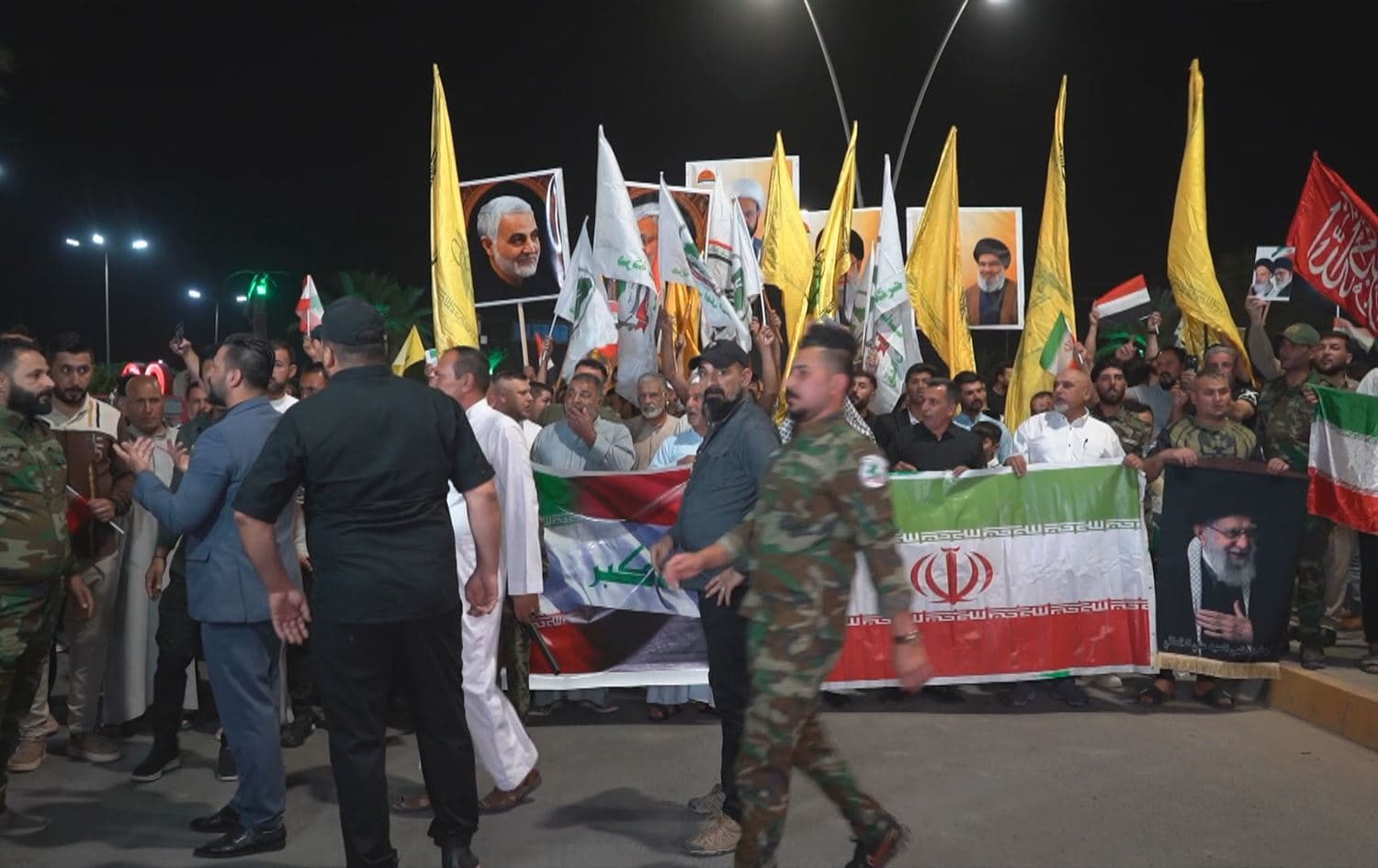 PMF supporters protesting in Nineveh's Bartella subdistrict on June 17, 2025. Photo: Rudaw