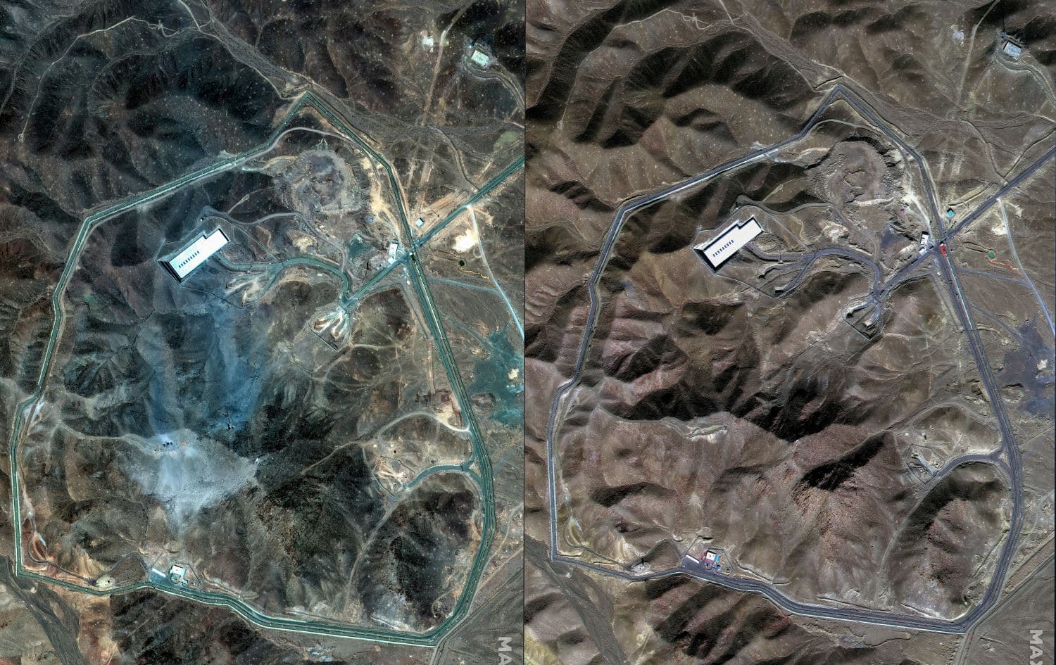بنکەی ئەتۆمیی فۆردۆ پێش و دوای بۆردوومانەکە.