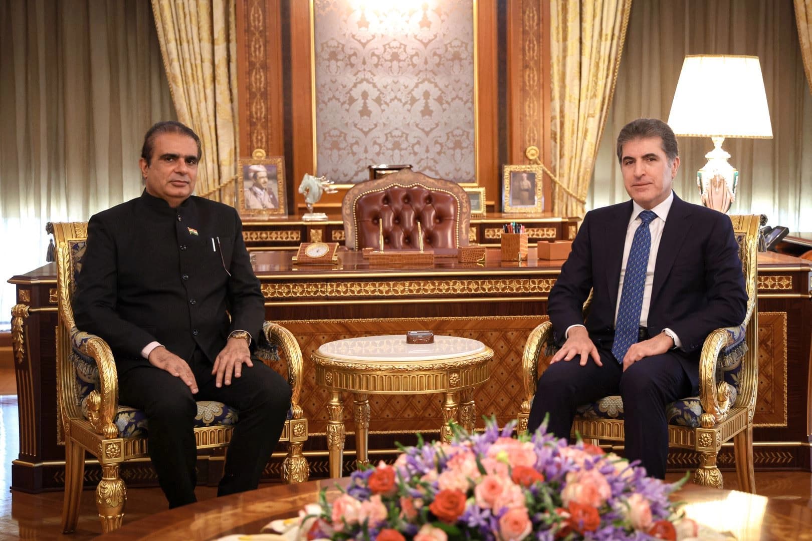 Nêçîrvan Barzanî û Brijesh Kumar\ Wêne: Serokatiya Herêma Kurdistanê