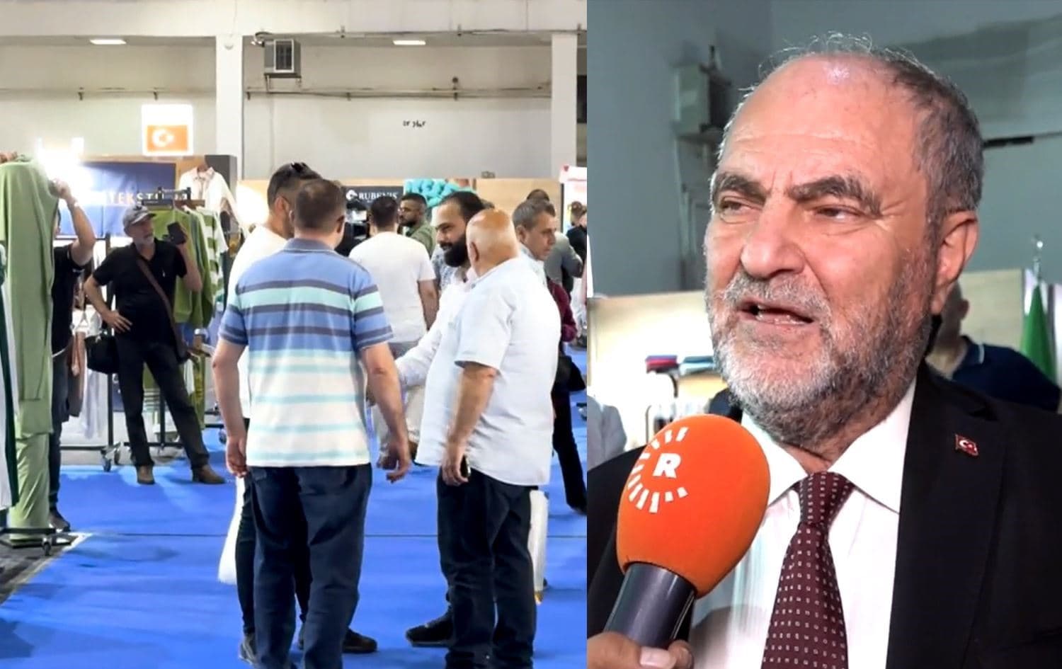 Damascus International Fair (left) and Burhan Koroglu, Turkey's Damascus Chargé d'Affaires, speaking to Rudaw on the sidelines of the event on July 4, 2025. Photo: Screengrab/Rudaw
