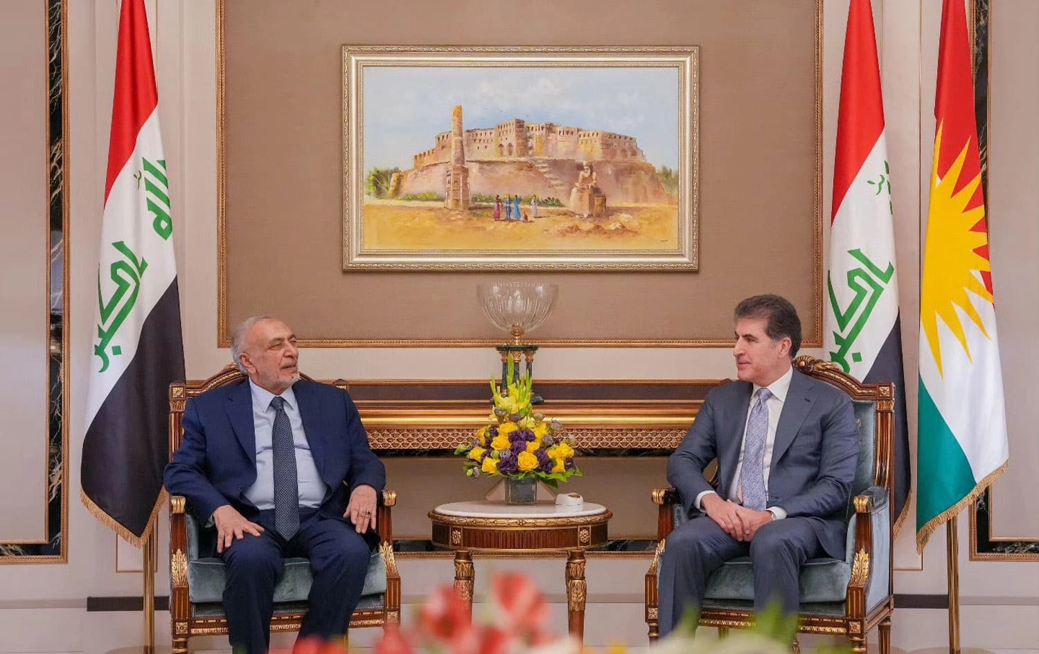 Foto: Kürdistan Bölgesi Başkanı Neçirvan Barzani ve Irak Parlamento Başkanı Mahmud Meşhedani