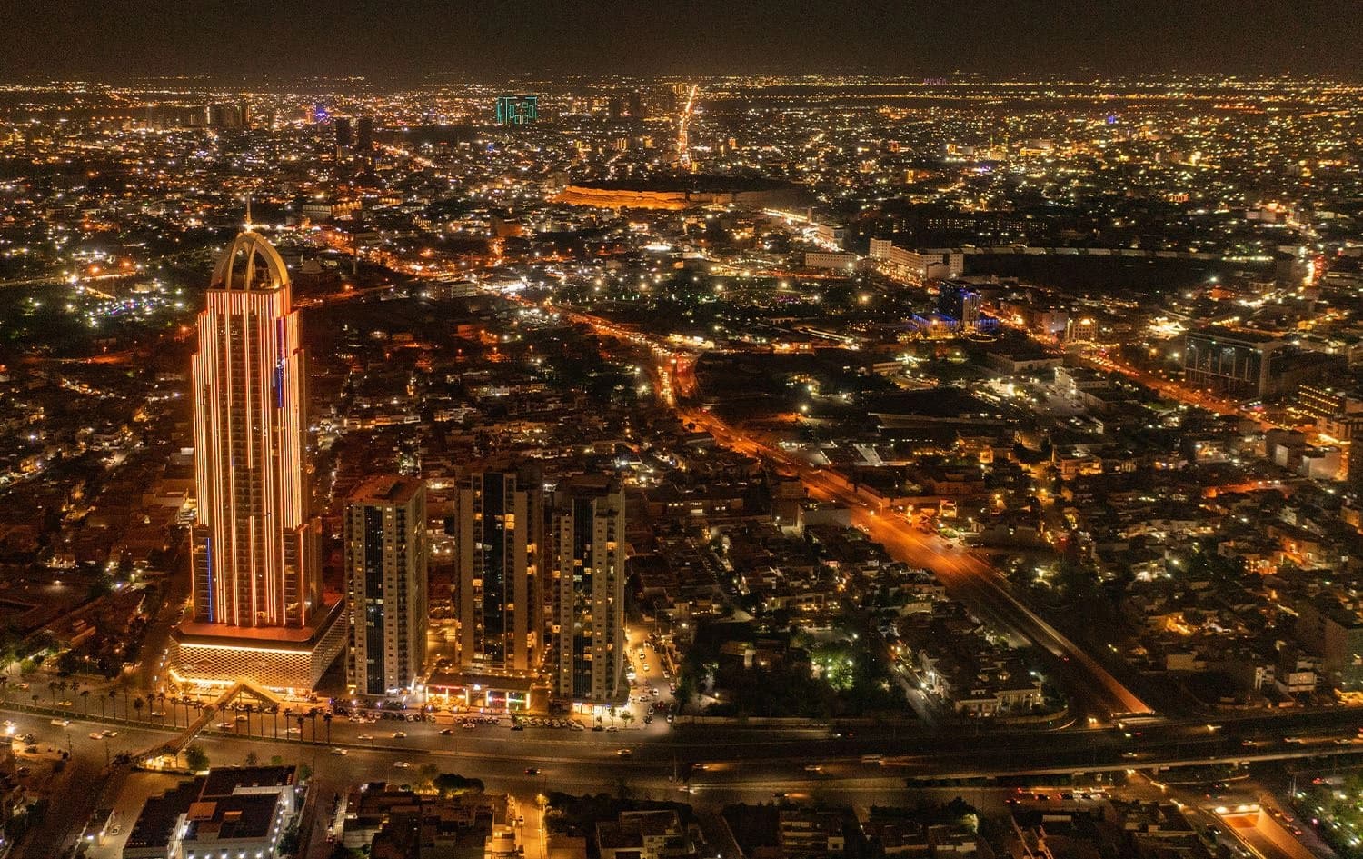 An aerial view of Erbil city at night. Photo: Bilind T. Abdullah/Rudaw
