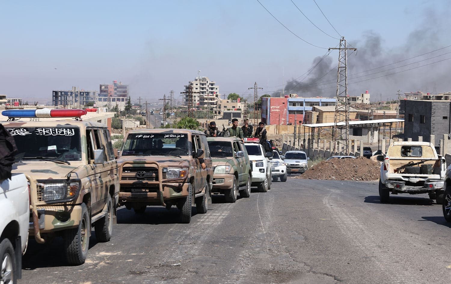 Syria's security forces enter the predominantly Druze city of Suwayda on July 15, 2025. Photo: Bakr ALkasem / AFP