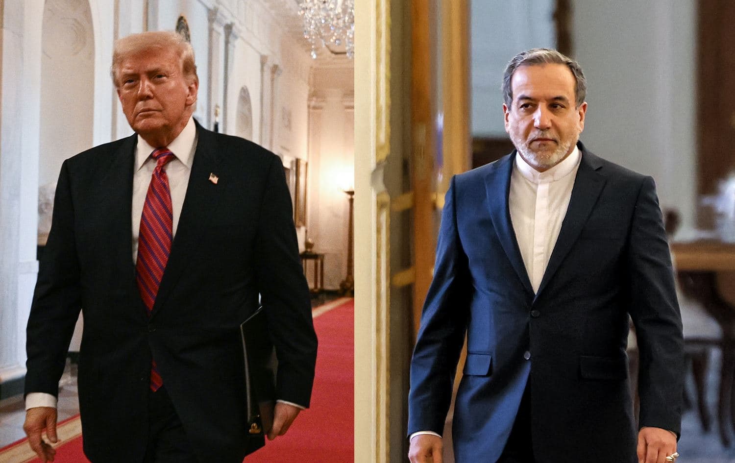 US President Donald Trump (Left) and Iranian Foreign Minister Abbas Araghchi (Right). Graphic: Rudaw/AFP