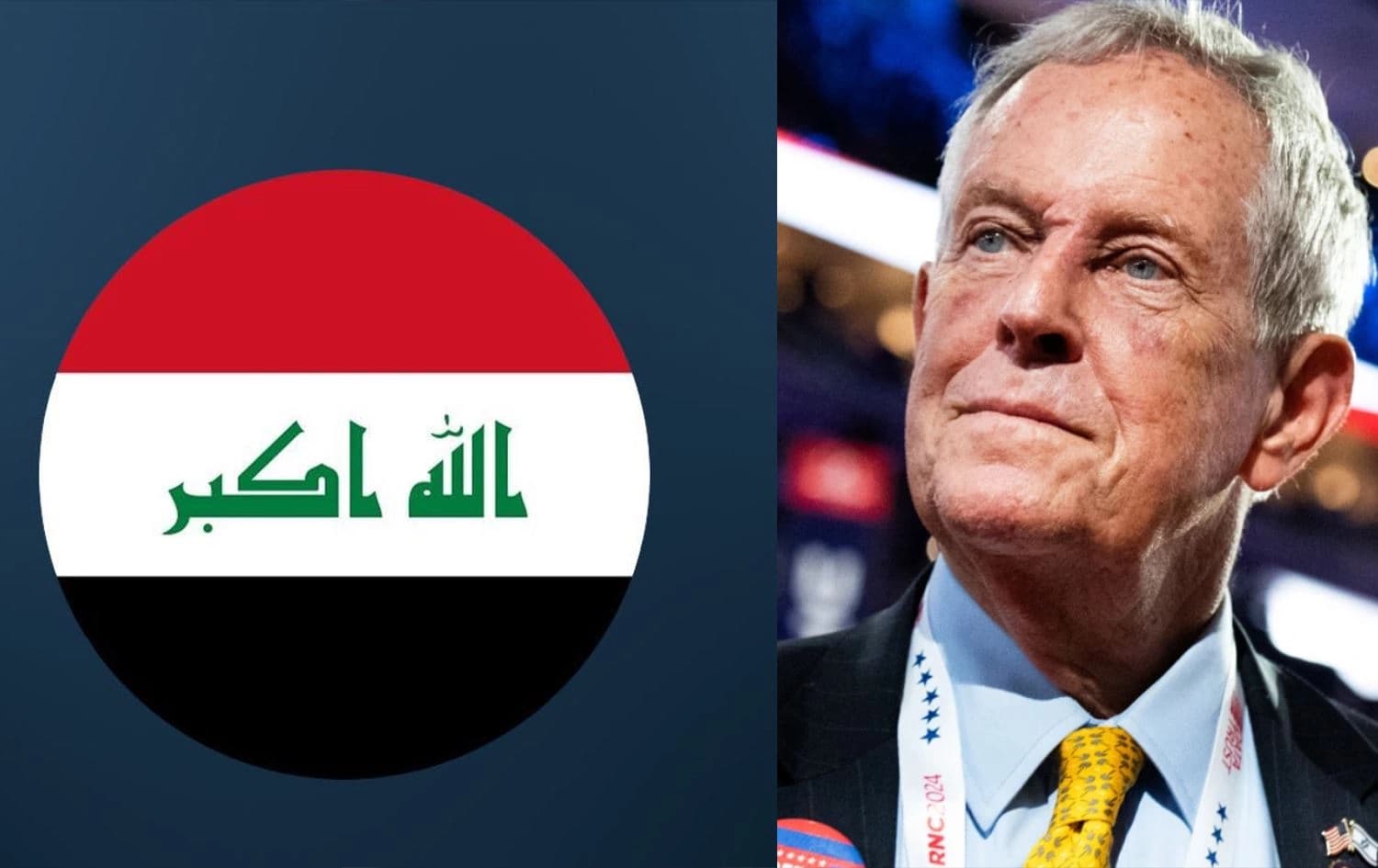 Iraqi flag (left) and Joe Wilson photo by AP. Graphic: Rudaw.