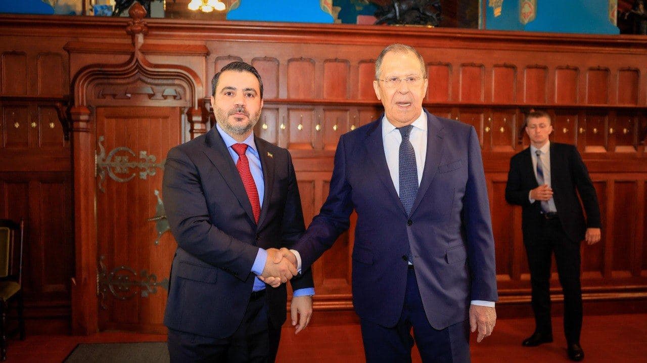 Russian Foreign Minister Sergey Lavrov (right) and his Syrian counterpart Assad al-Shaibani (left) in Moscow on July 31, 2025. Photo: Syrian state media