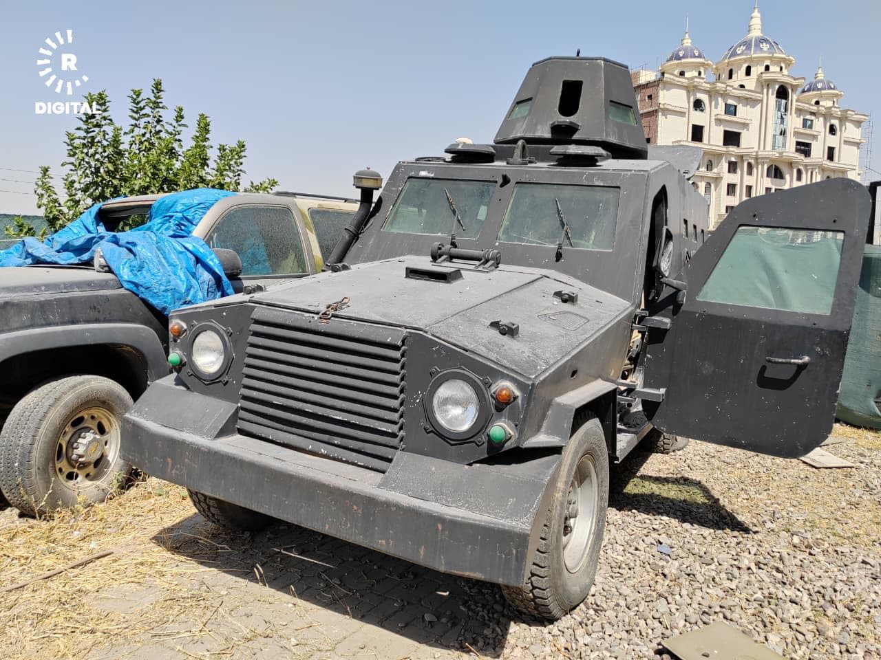 Damaged armored vehicles due to Friday deadly clashes between Sulaimani security forces and men loyal to People's Front (Baray Gal) leader Lahur Talabany. Photo: Rudaw