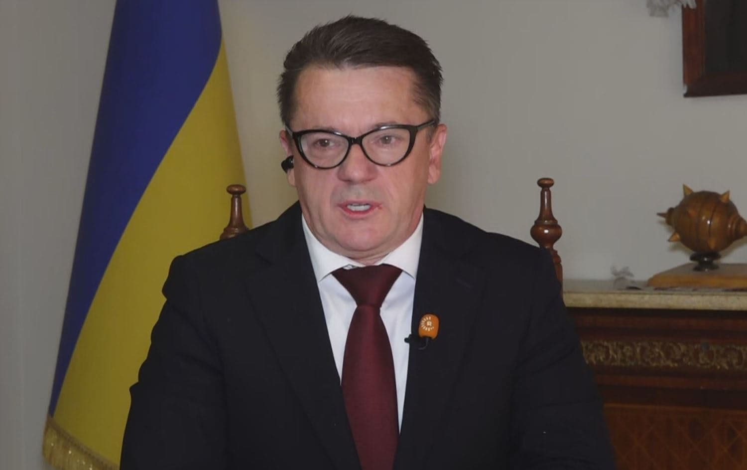 Ukrainian Ambassador to Iraq Ivan Dovhanych speaking to Rudaw on August 24, 2025. Photo: Rudaw