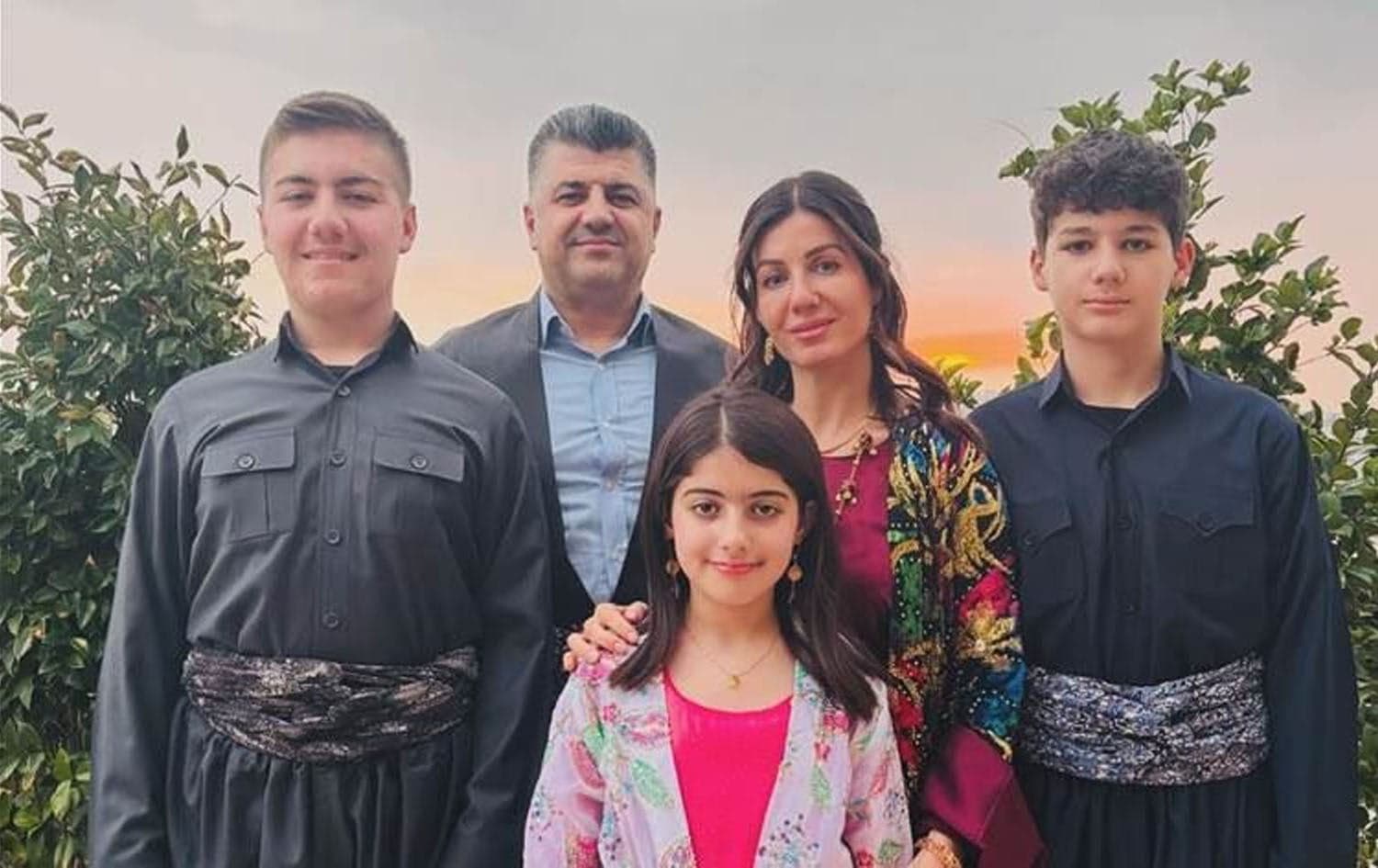 Lahur Talabany, People's Front (Baray Gal) leader pictured alongside his wife Gasha Hama Chawshin and their children. Photo: Submitted