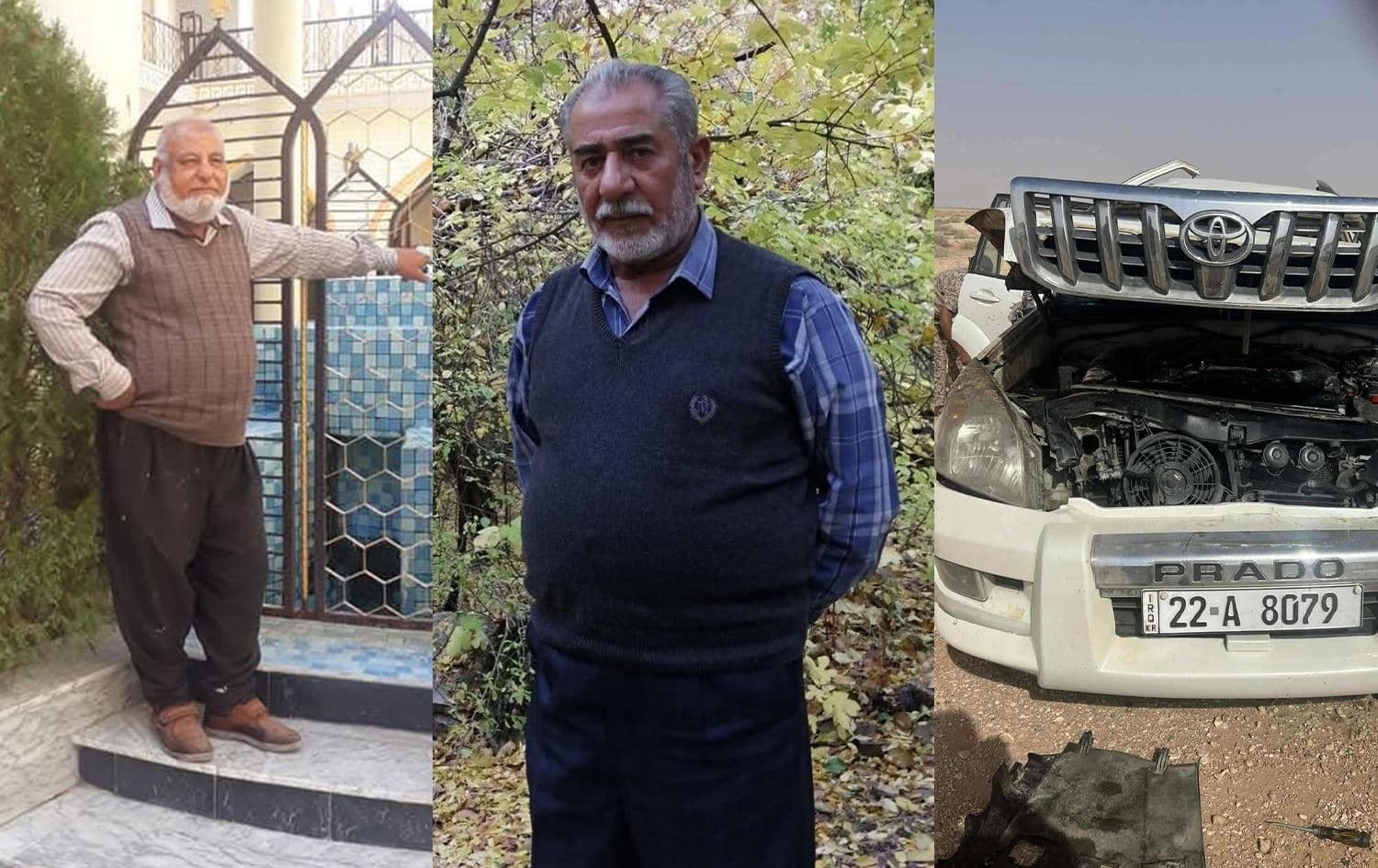 Two Erbil pilgrims, Faris Asinger (left) and Hamza Abdulkarim (center), killed in tragic car accident in western Iraq while en route to perform Umrah in Saudi Arabia on September 2, 2025. Graphic: Rudaw