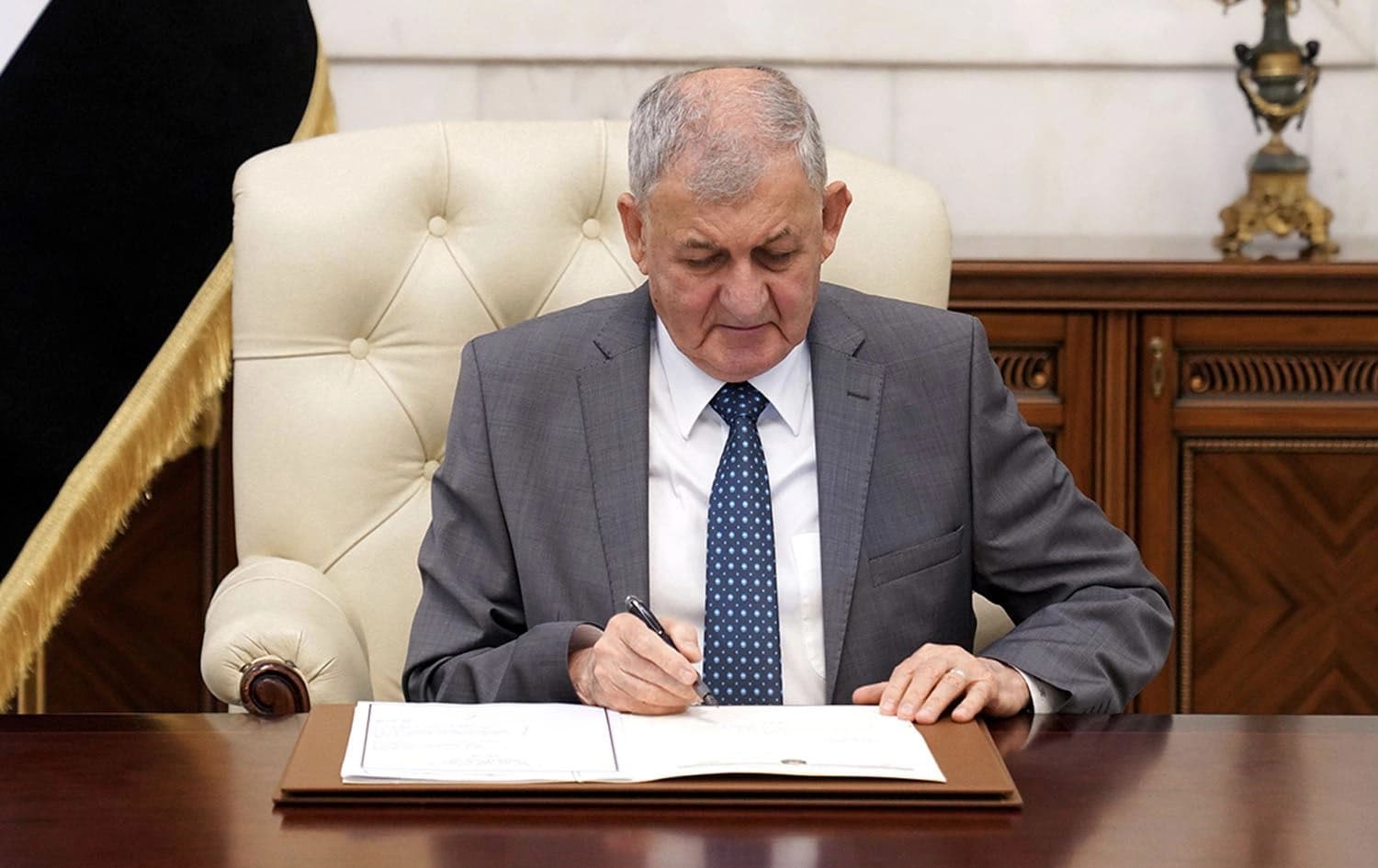 Iraqi President Abdul Latif Rashid approving the first batch of 86 ambassadors on September 7, 2025. Photo: Iraqi Presidency