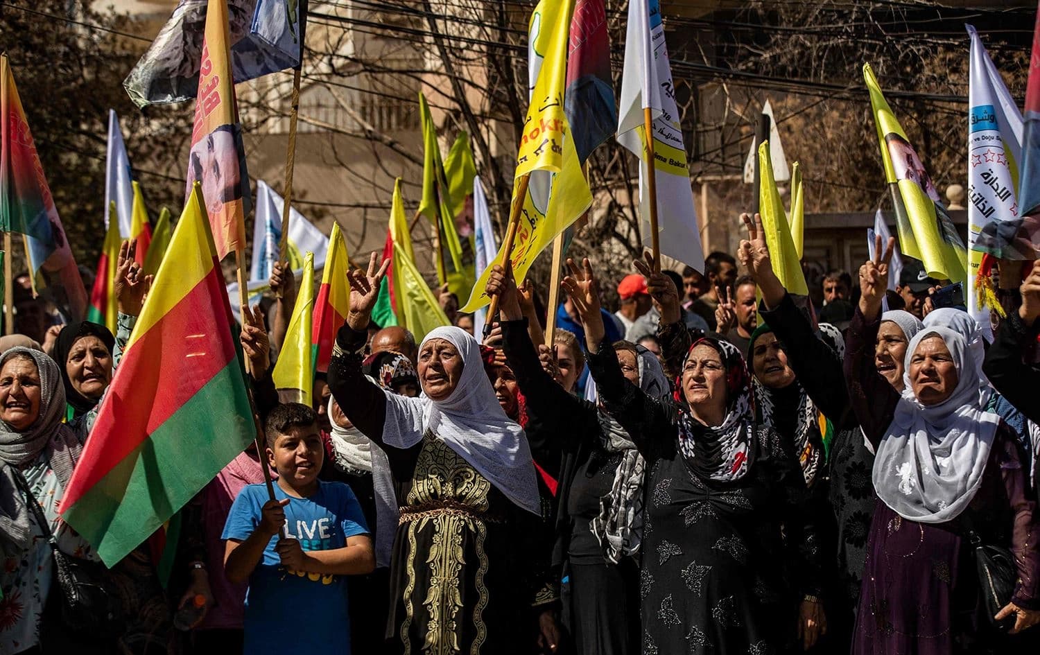 Xwenîşandana li Qamişloyê / Wêne: Delîl Silêman (AFP)