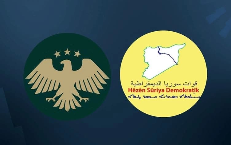 لۆگۆی هێزەکانی سووریای دیموکرات- هەسەدە و حکومەتی سووریا