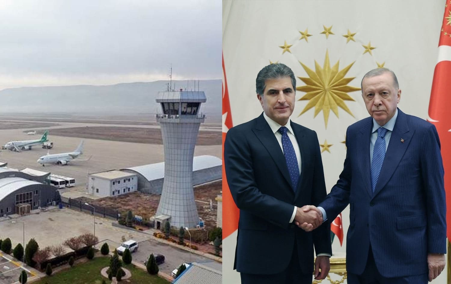 Sulaimani airport and meeting between President Barzani and Erdogan in Ankara on October 9, 2025. Graphic: Rudaw
