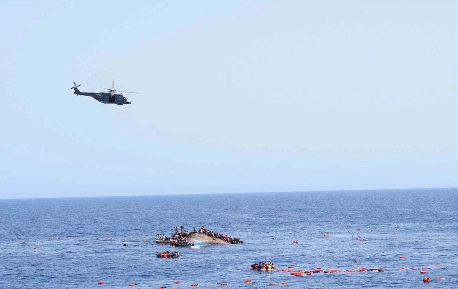 A migrant boat capsized in the Mediterranean sea. AFP file photo