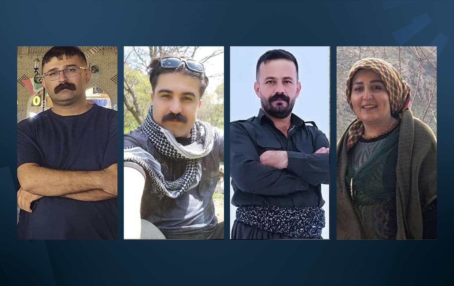 From left: Raouf Farrokhi, Vahab Mohammadpour, Rahim Rahmani, Sirwan Shawleh. Photo: Kurdistan Human Rights Network (KHRN)