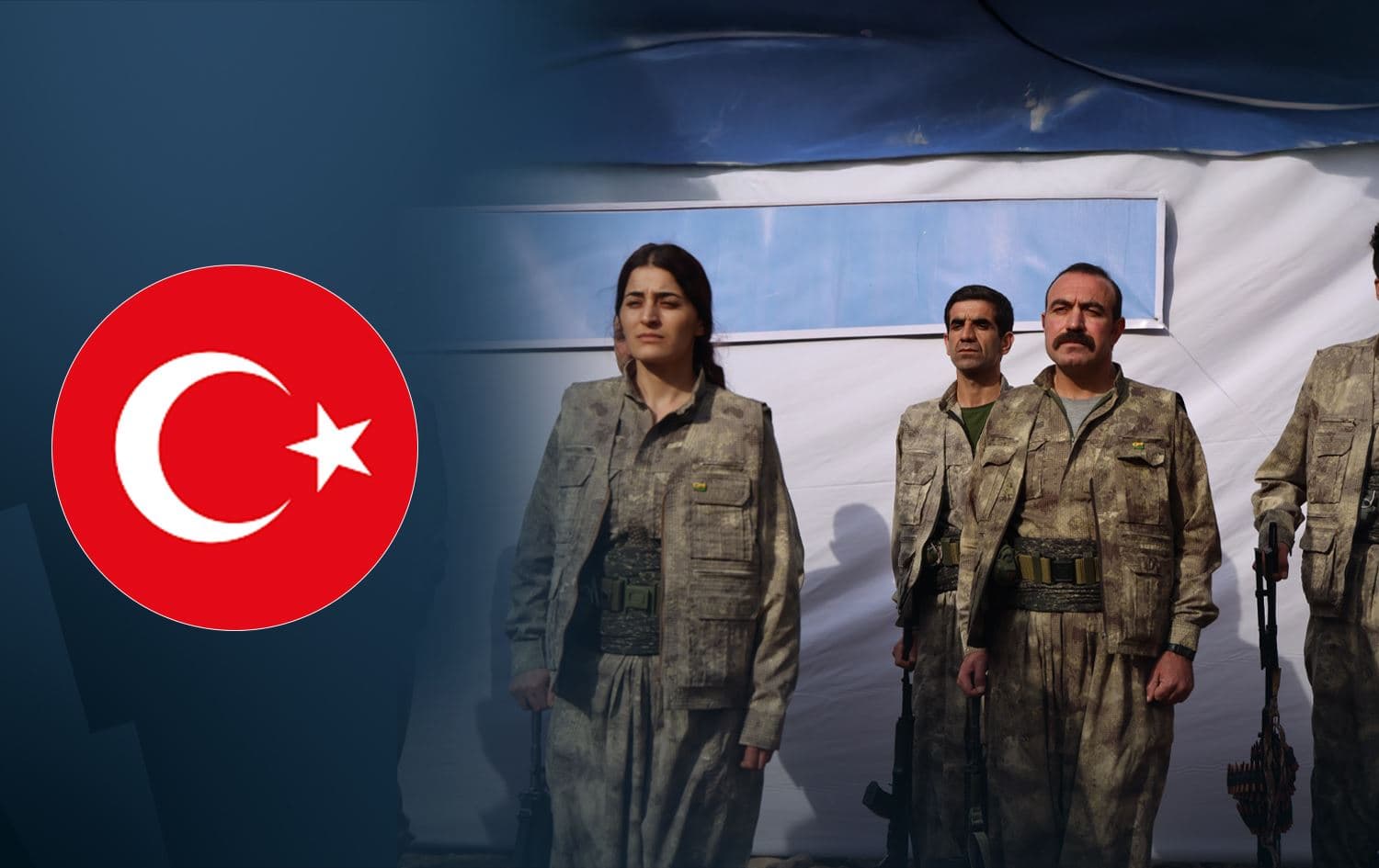 Turkish flag and PKK ceremony in Kurdistan Region on October 26, 2025 regarding withdrawal of fighters from Turkey. Graphic: Rudaw