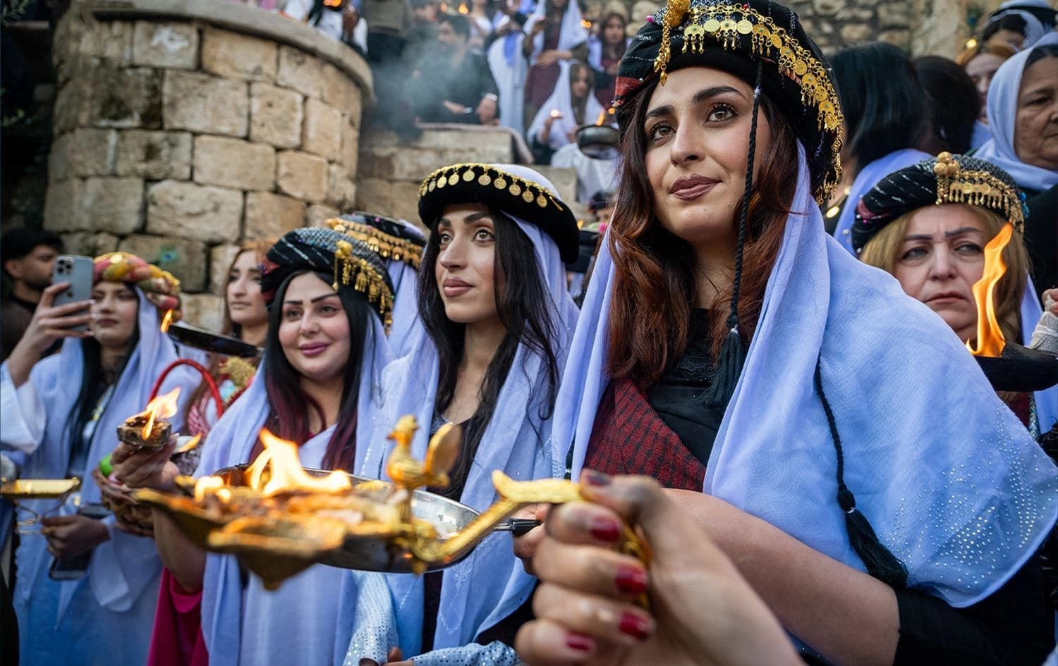 Yazidis celebrate Chwarshama Sur, the Yazidi New Year, at the Lalish temple in Duhok province on April 15, 2025. Photo: Bilind T. Abdullah/Rudaw