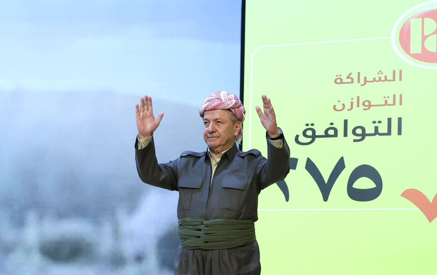 President Masoud Barzani at a campaign rally in Duhok during Iraq’s parliamentary election campaign period on November 1, 2025. Photo: Barzani Headquarters