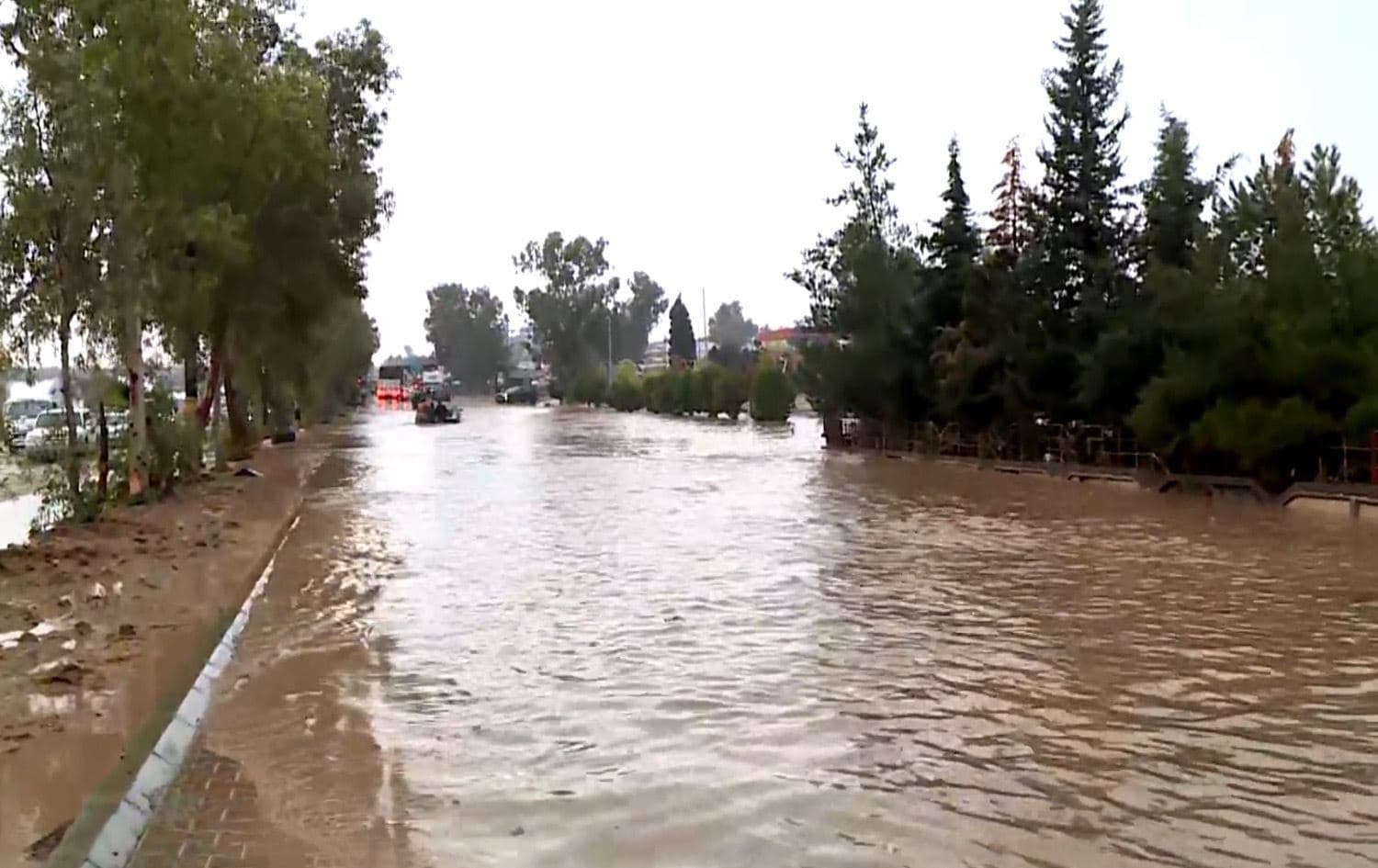 A flooded street in Chamchamal district, Sulaimani province, December 9, 2025. Photo: screengrab/Rudaw